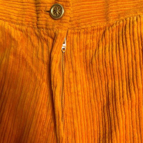 Vtg 70s 80s Ladies Orange Cotton Corduroy Shorts Womens 13-14 High Waisted Beach - Picture 5 of 7